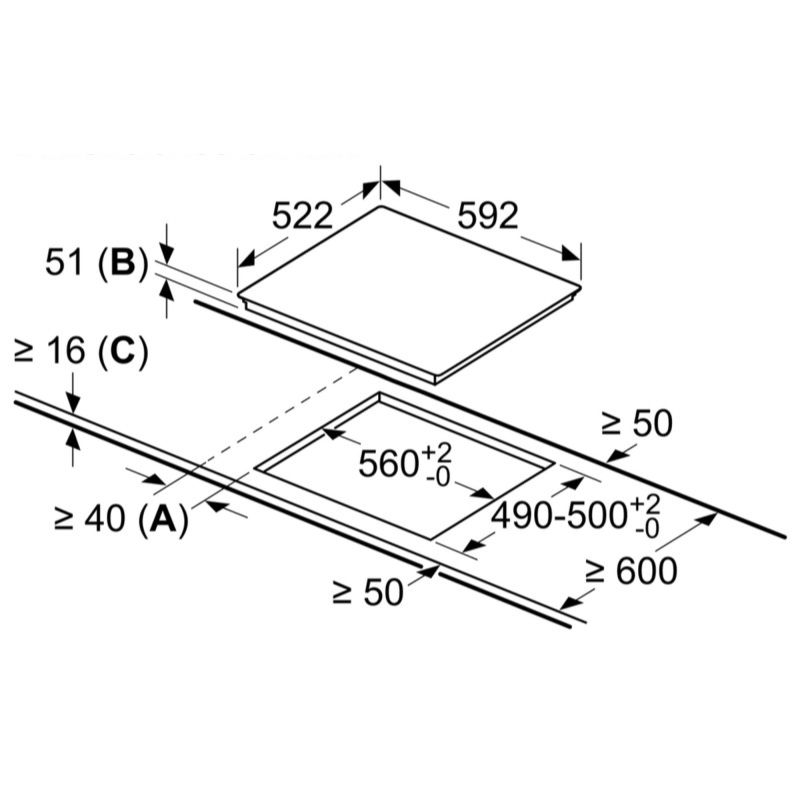 Kích thước bếp từ DUDOFF London IVY A3BT60 Kích thước bếp từ DUDOFF London IVY A3BT60