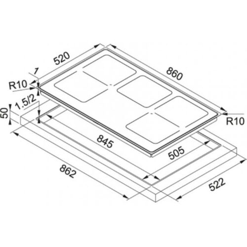 Bếp từ Franke FHFS 865 1I 2FLEX ST CH 3 Kích thước bếp từ Franke FHFS 865 1I 2FLEX ST CH