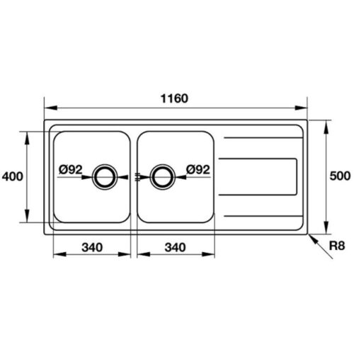 Kích thước chậu inox Hafele CHẬU HÄFELE INOX VALERIAN HS-SDD11650 565.86.36