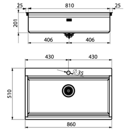 Kích thước chậu rửa Artinox LAYER BRP 86 (khay + thớt)