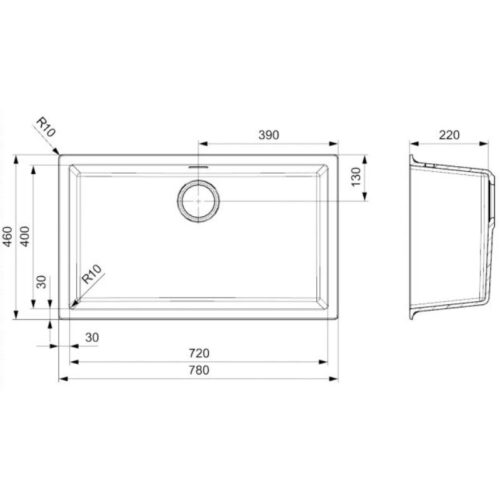 Kích thước chậu rửa bát đá Reginox AMSTERDAM 72