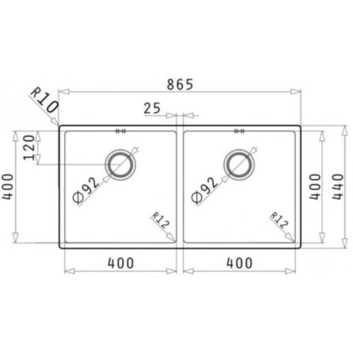 Kích thước chậu rửa bát inox BOSCH ASTRIS (86,5X44) 2B