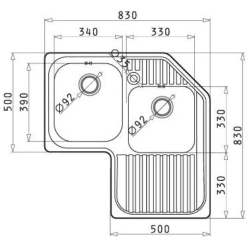 Kích thước chậu rửa bát inox BOSCH CELESTE LH