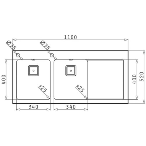 Chậu rửa bát inox BOSCH CRYSTALON (116X52) 2B 1D