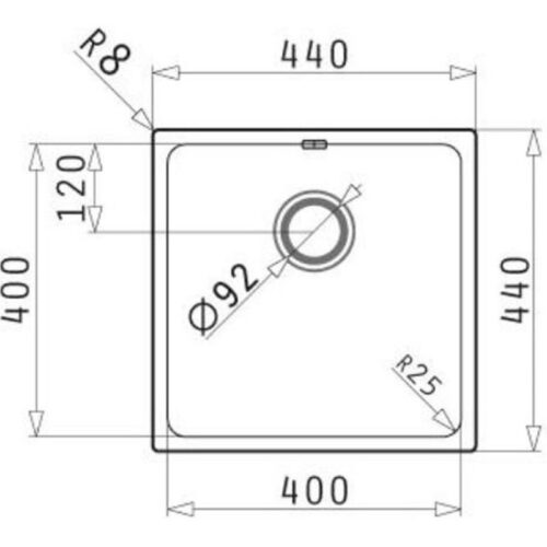 Kích thước chậu rửa bát inox BOSCH LYDIA (40X40) 1B