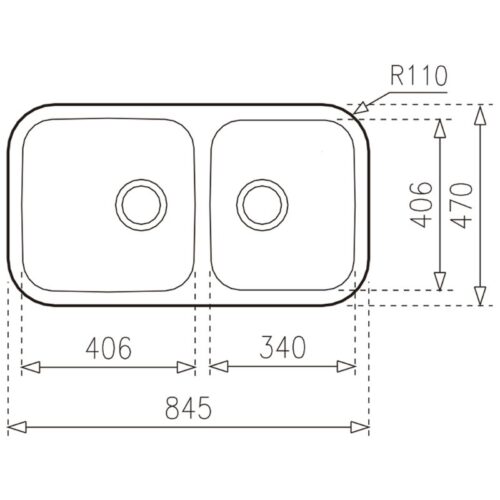 Kích thước chậu rửa bát Teka BE 2B 845