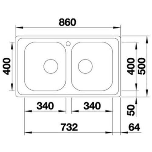 Kích thước chậu rửa chén bát inox Hafele Blanco – DINAS 8 570.27.210