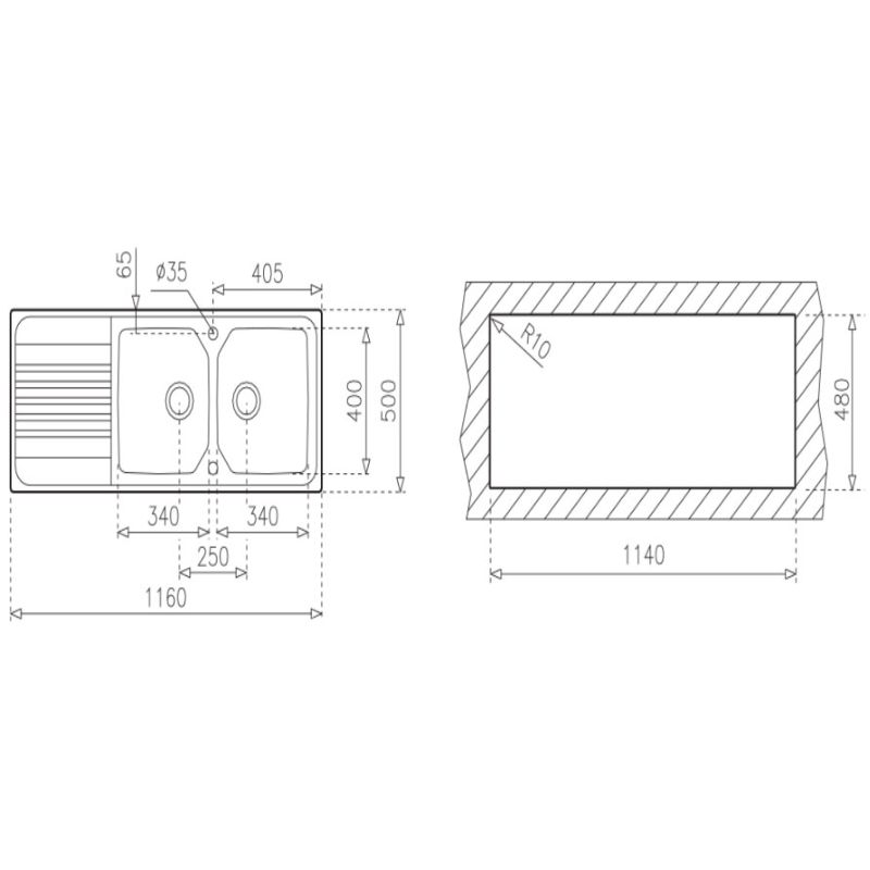 Kích thước chậu rửa chén bát TEKA PREMIUM 2B 1D Kích thước chậu rửa chén bát TEKA PREMIUM 2B 1D