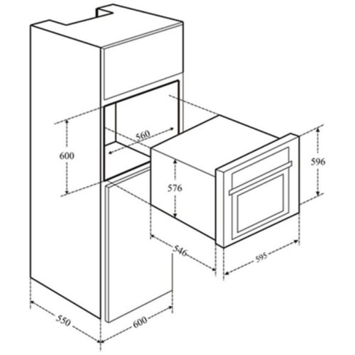 Kích thước lò nướng nhiệt phân Eurosun EOV75TFT