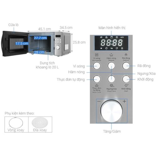 Kích thước lò vi sóng Electrolux EMM20D38GB