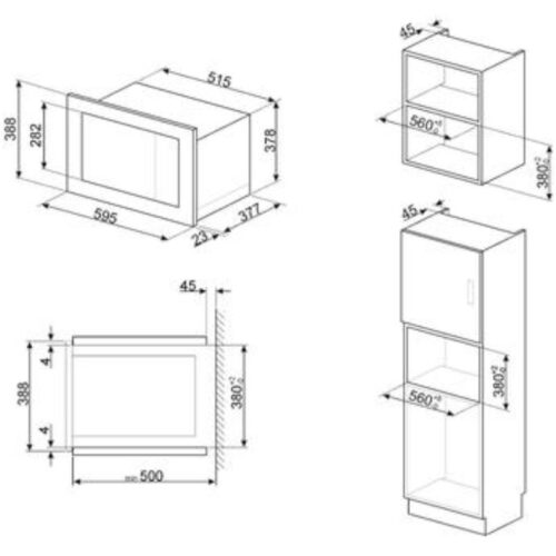 Kích thước lò vi sóng kết hợp nướng Hafele FMI325X 536.34.161