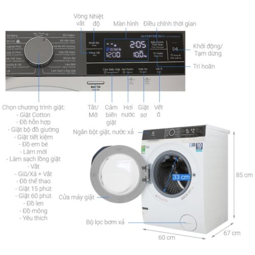 Kích thước máy giặt Electrolux EWF1023BEWA