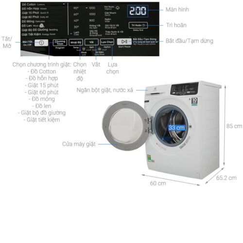 Máy giặt Electrolux EWF7525DQWA 6 Kích thước máy giặt Electrolux EWF7525DQWA