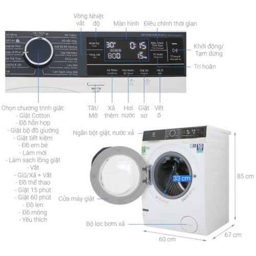 Kích thước máy giặt Electrolux EWF9523BDWA