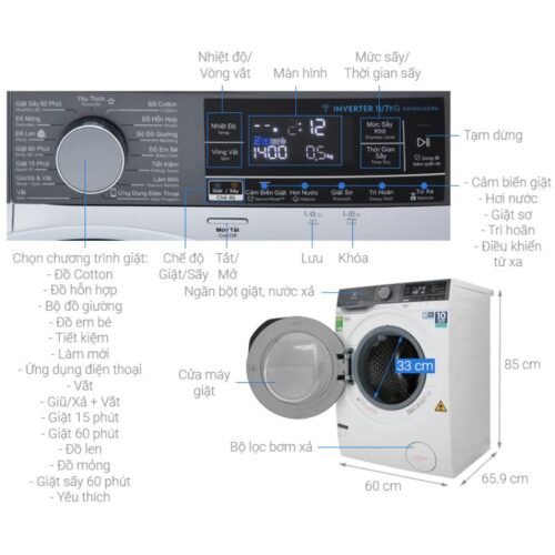Kích thước máy giặt sấy Electrolux EWW1141AEWA