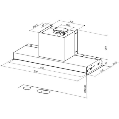Kích thước máy hút âm tủ DUDOFF London AVA