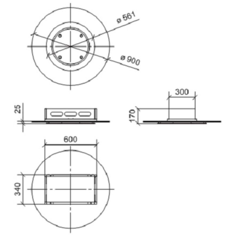 Kích thước máy hút áp trần DUDOFF London Comet Free 90B Kích thước máy hút áp trần DUDOFF London Comet Free 90B
