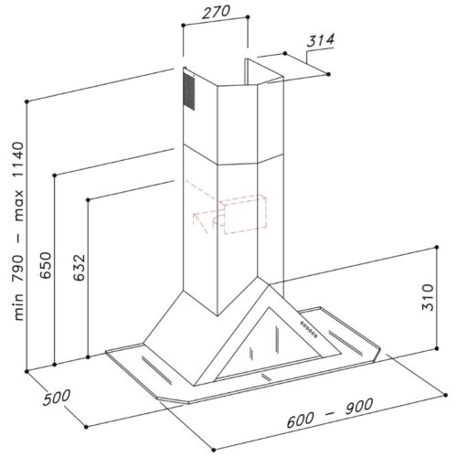 Kích thước máy hút áp tường DUDOFF London Hera (HW-S04S)