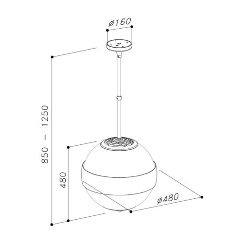 Kích thước máy hút đảo dạng cầu tròn DUDOFF London Earth B (HDI-S02B)
