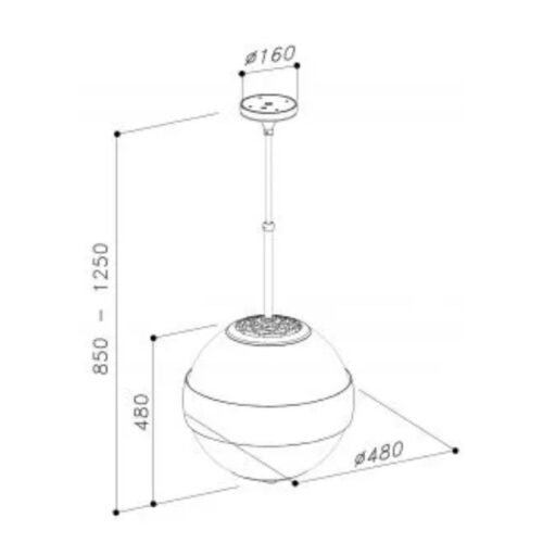 Kích thước máy hút đảo dạng cầu tròn DUDOFF London Earth W (HDI-S02W)