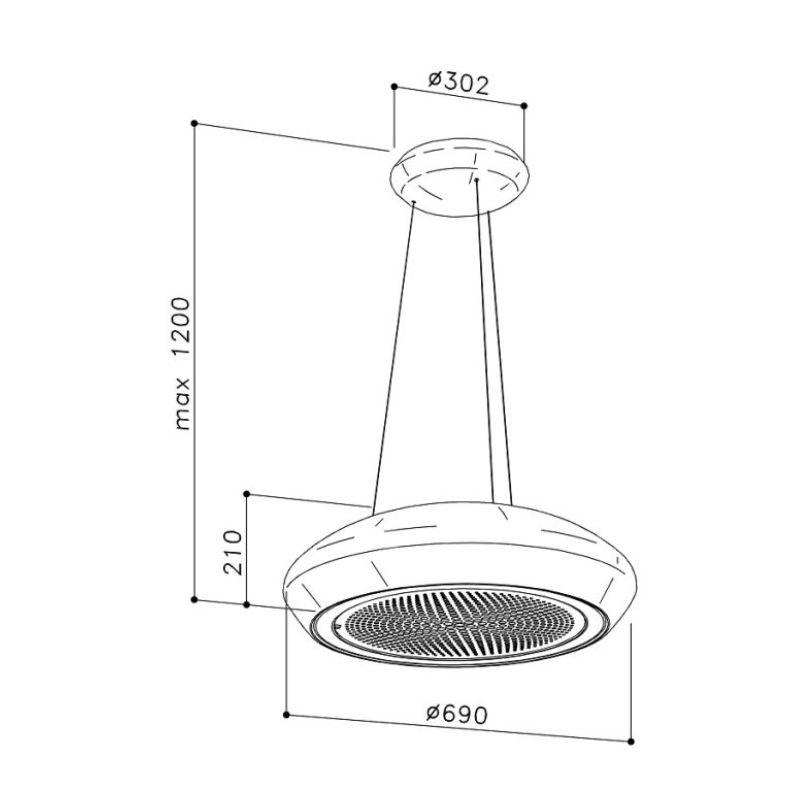 Kích thước máy hút đảo treo cáp Dudoff - Moon S (HDI-S01S) Kích thước máy hút đảo treo cáp Dudoff - Moon S (HDI-S01S)