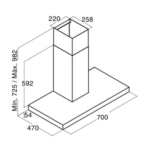 Kích thước máy hút khói khử mùi Cata MIDAS BK 70