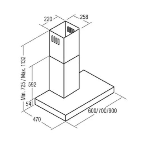 Máy hút khói khử mùi CATA MIDAS WH 90 4 Kích thước máy hút khói khử mùi CATA MIDAS WH 90