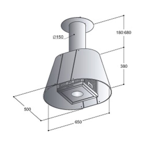 Kích thước máy hút khói khử mùi đảo BONUCCI BI1