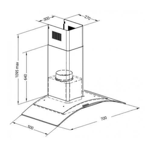 Máy hút khói khử mùi kính BONUCCI BNC900S 2 Kích thước máy hút khói khử mùi kính BONUCCI BNC900S