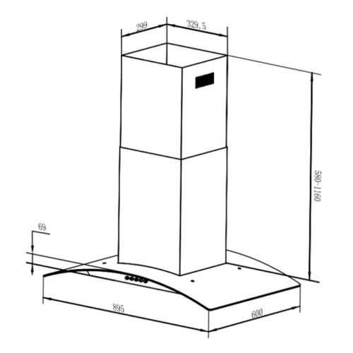 Kích thước máy hút khử mùi Faster ISLAND6688