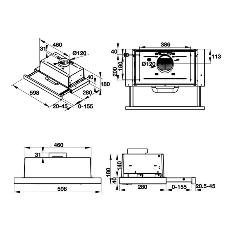 Kích thước máy hút khử mùi kính cong Hafele HH-S60A 533.89.001 Kích thước máy hút khử mùi kính cong Hafele HH-S60A 533.89.001
