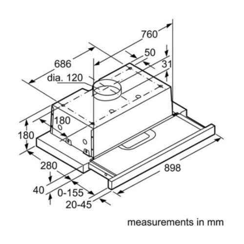 Kích thước máy hút khử mùi kính cong Hafele HH-S90A 533.89.003