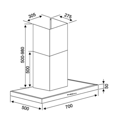 Máy hút khử mùi Kocher K-225C 70cm 4 Kích thước máy hút khử mùi Kocher K-225C 70cm