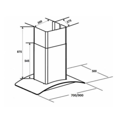 Máy hút khử mùi Kocher K-8370 70cm 3 Kích thước máy hút khử mùi Kocher K-8370 70cm