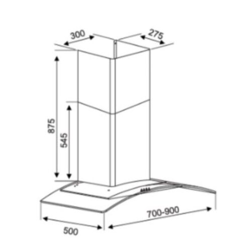 Kích thước máy hút khử mùi Kocher K-8970 70cm