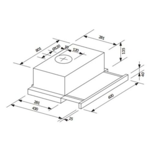 Kích thước máy hút mùi âm tù telescopic 90cm Rosieres RHT9324 IN