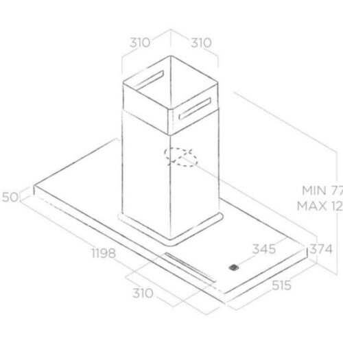 Kích thước máy hút mùi Elica BIO ISLAND WH/A/120X53 ROVERE