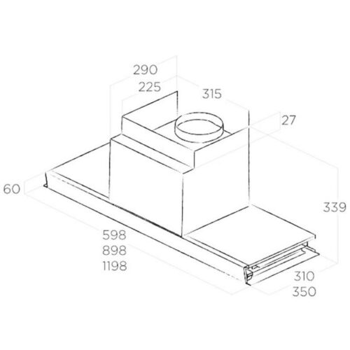 Kích thước máy hút mùi Elica BOX IN PLUS IXGL/A/90