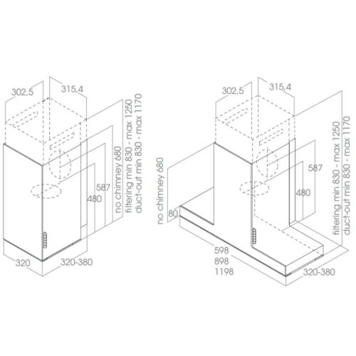 Kích thước máy hút mùi Elica HAIKU BL/A/120