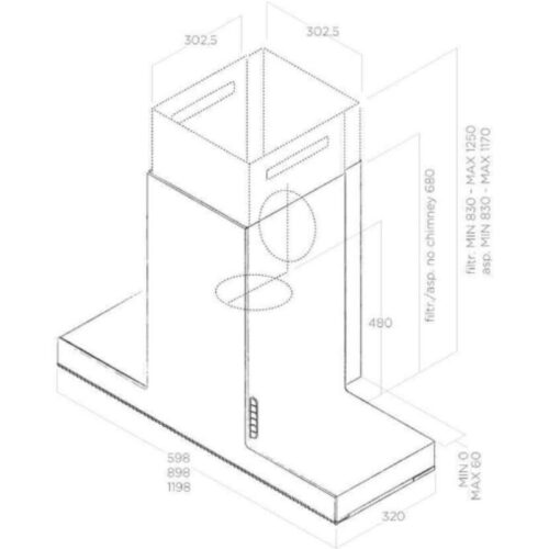 Kích thước máy hút mùi Elica HAIKU CONCRETE/A/60