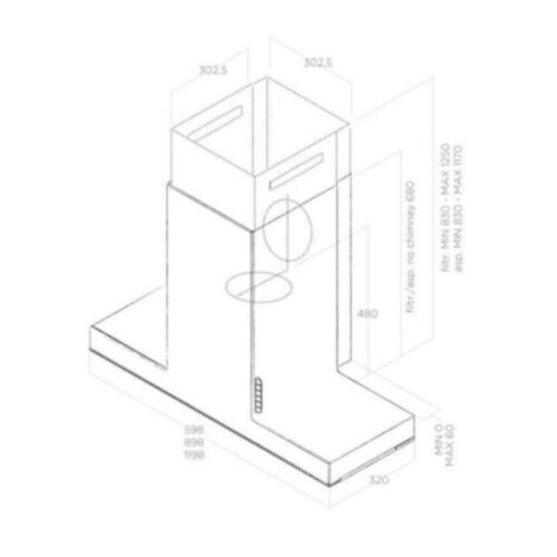 Kích thước máy hút mùi Elica HAIKU CONCRETE/A/90