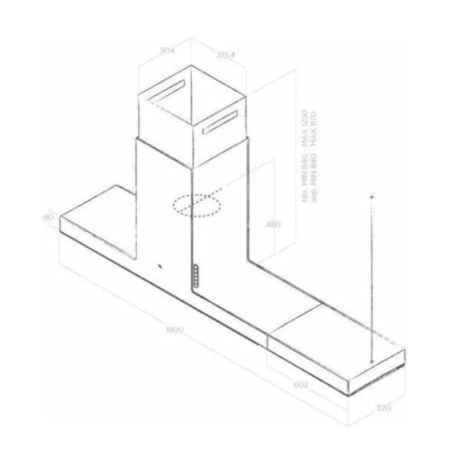 Kích thước máy hút mùi Elica HAIKU ISLAND CONCRETE/A/120