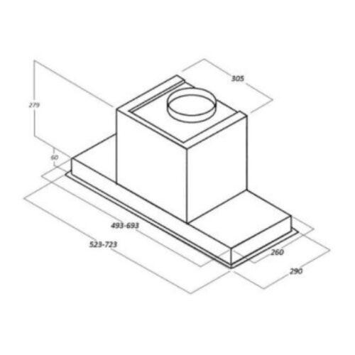 Kích thước máy hút mùi Elica HIDDEN IX/A/60