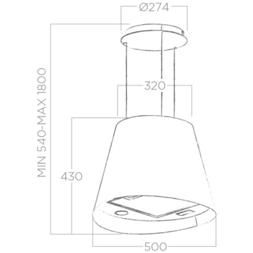 Kích thước máy hút mùi Elica JUNO BL/F/50