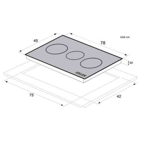 Kích thước của Bếp Từ Ba Spelier SPM – 938I