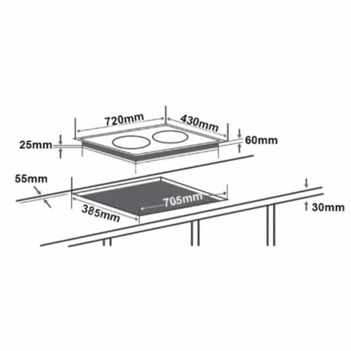 Bếp từ đôi Chefs EH-DIH860 6 kich thuoc bep tu doi chefs eh dih860