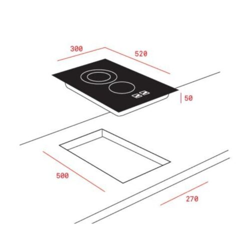 Kích thước bếp từ Domino Teka HOB IRF 3200