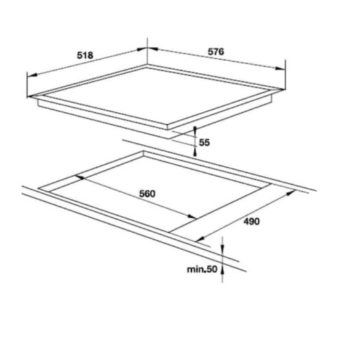 Kích thước bếp từ 4 vùng nấu Hafele HC-I604C 535.02.211