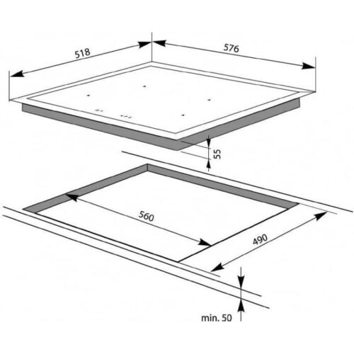 Kích thước bếp từ 4 vùng nấu Hafele Iconic HC-I604B 535.02.201