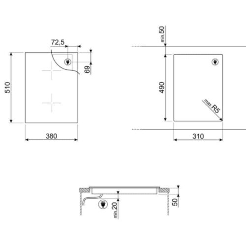 Kích thước bếp từ Hafele Smeg SIM631WLDR 535.64.143